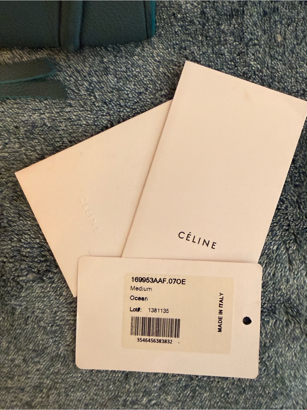 Celine Grained Calfskin Medium Phantom Luggage in Ocean - Picture 4 of 9